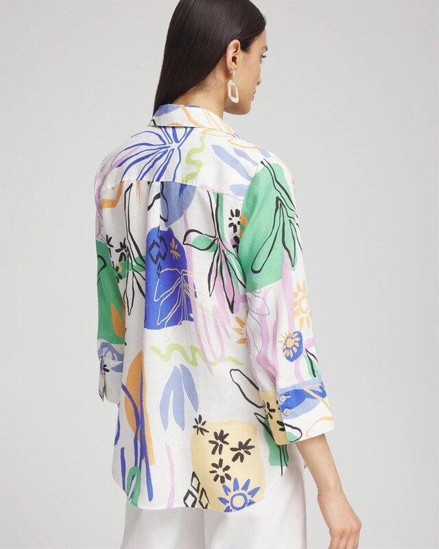 No Iron Linen Surreal 3/4 Sleeve Shirt - image 3
